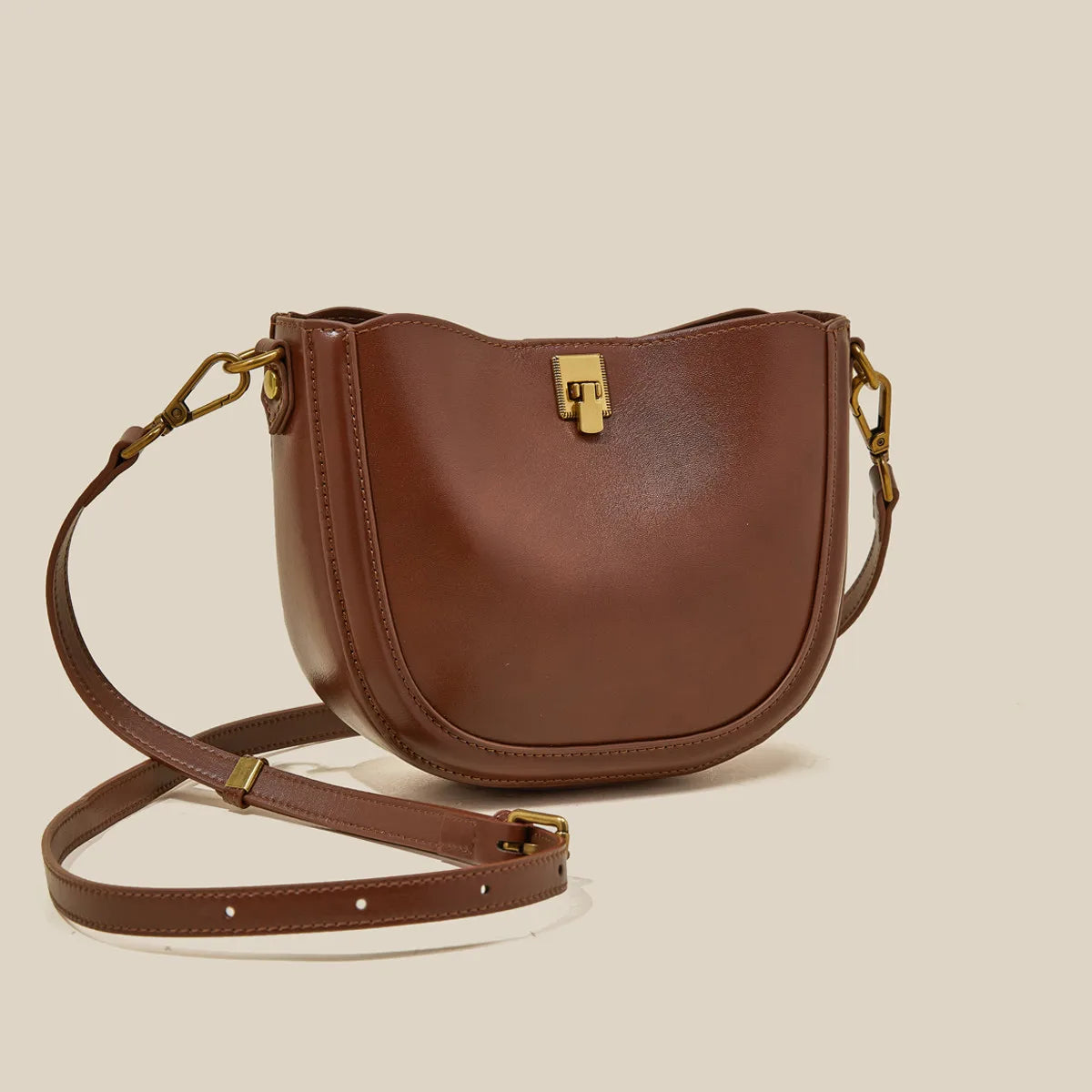 Sac en Cuir Véritable  Rabat Hasp 3 Poches Croisé Vintage