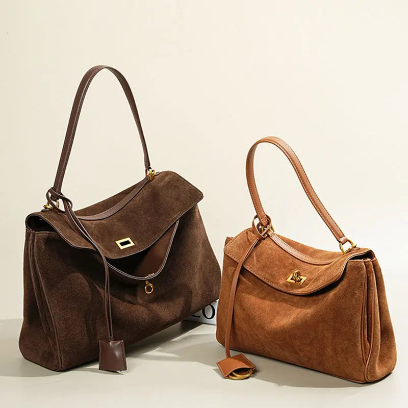 Sac Tote en Daim & Cuir | Grande Capacité Femme – Bandoulière Chic MYNELIA