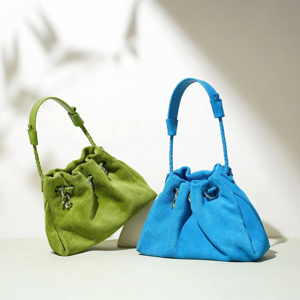 Sac bourse daim cuir véritable– Style vintage Bohème MYNELIA