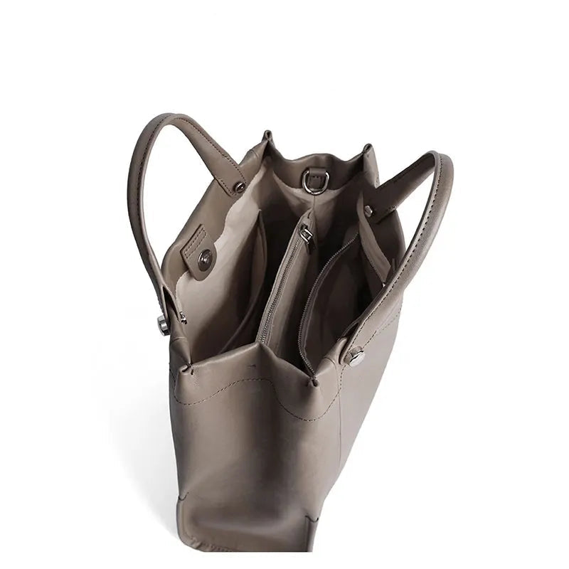 Sac cabas souple en cuir véritable à poches intérieures