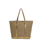 Sac Tote Canvas Sequins Grande Capacité Rétro