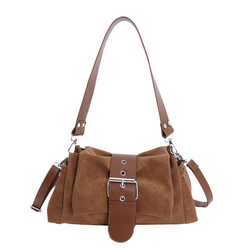 Sac à bandoulière  suède plissé – Fermoir Style fashion