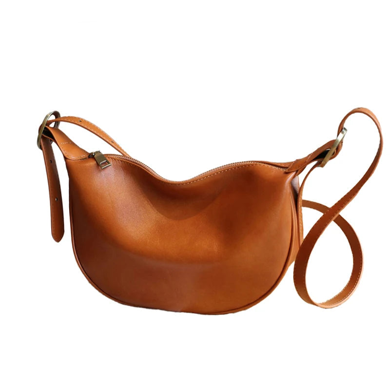 Sac Hobo cuir tanné végétal 100% Véritable  – Bandoulière