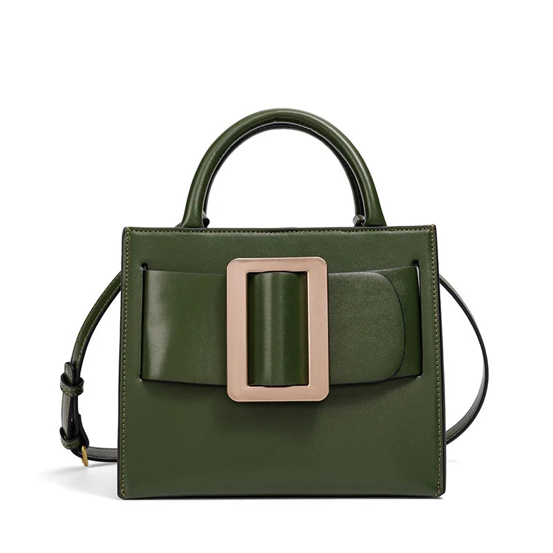 Damen Satchel Handtasche mit Schnalle – Elegante Umhängetasche