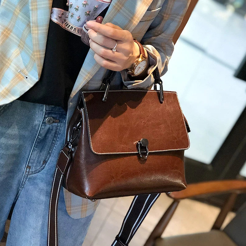 Sac à main rabat cuir véritable vintage – Flap Bag Luxe