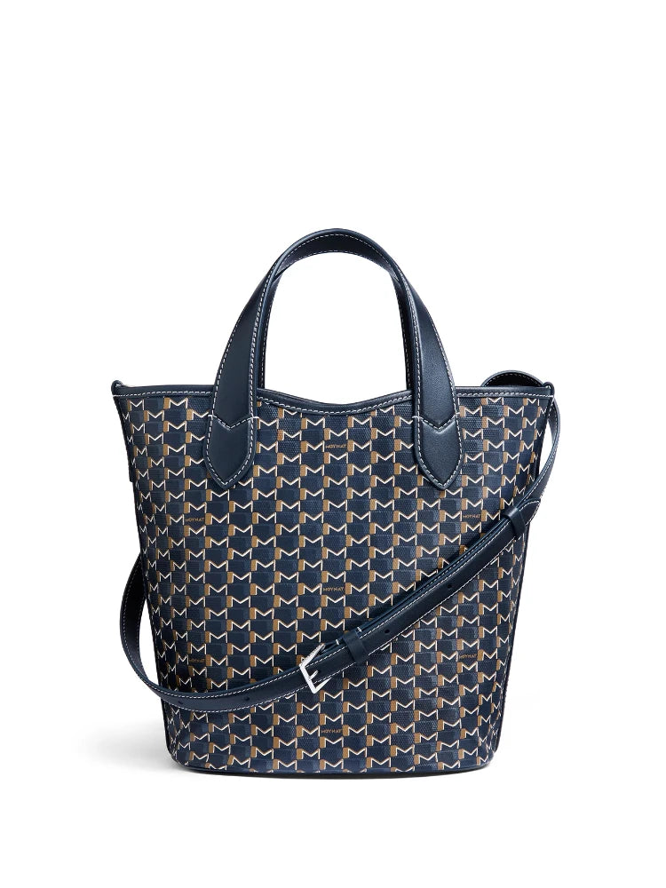 Sac Bucket Canvas Monogramme – Motif géométrique,Coutures contrastées
