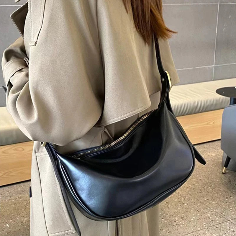 Sac Hobo cuir tanné végétal 100% Véritable  – Bandoulière