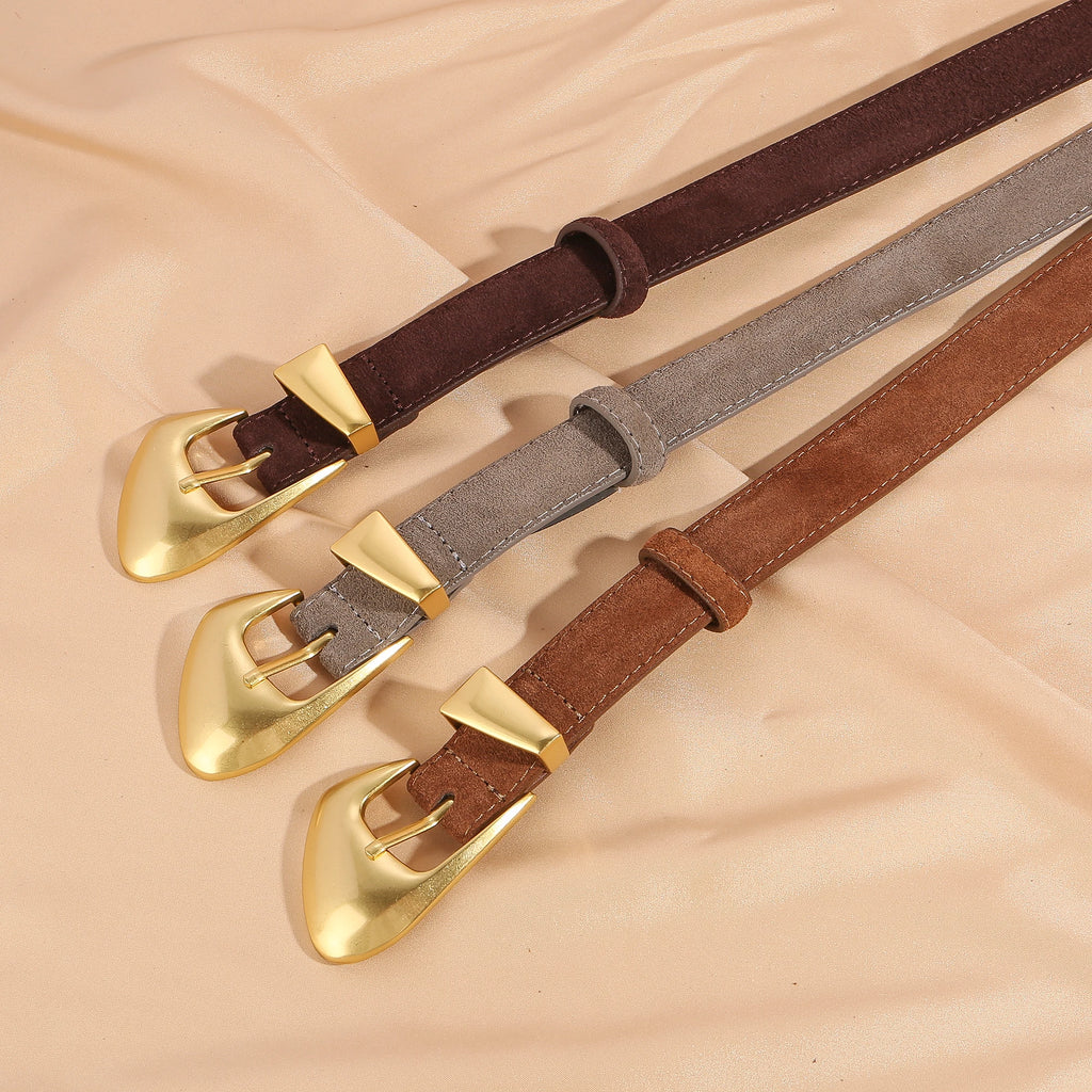 Ceinture femme suède boucle dorée – Style vintage