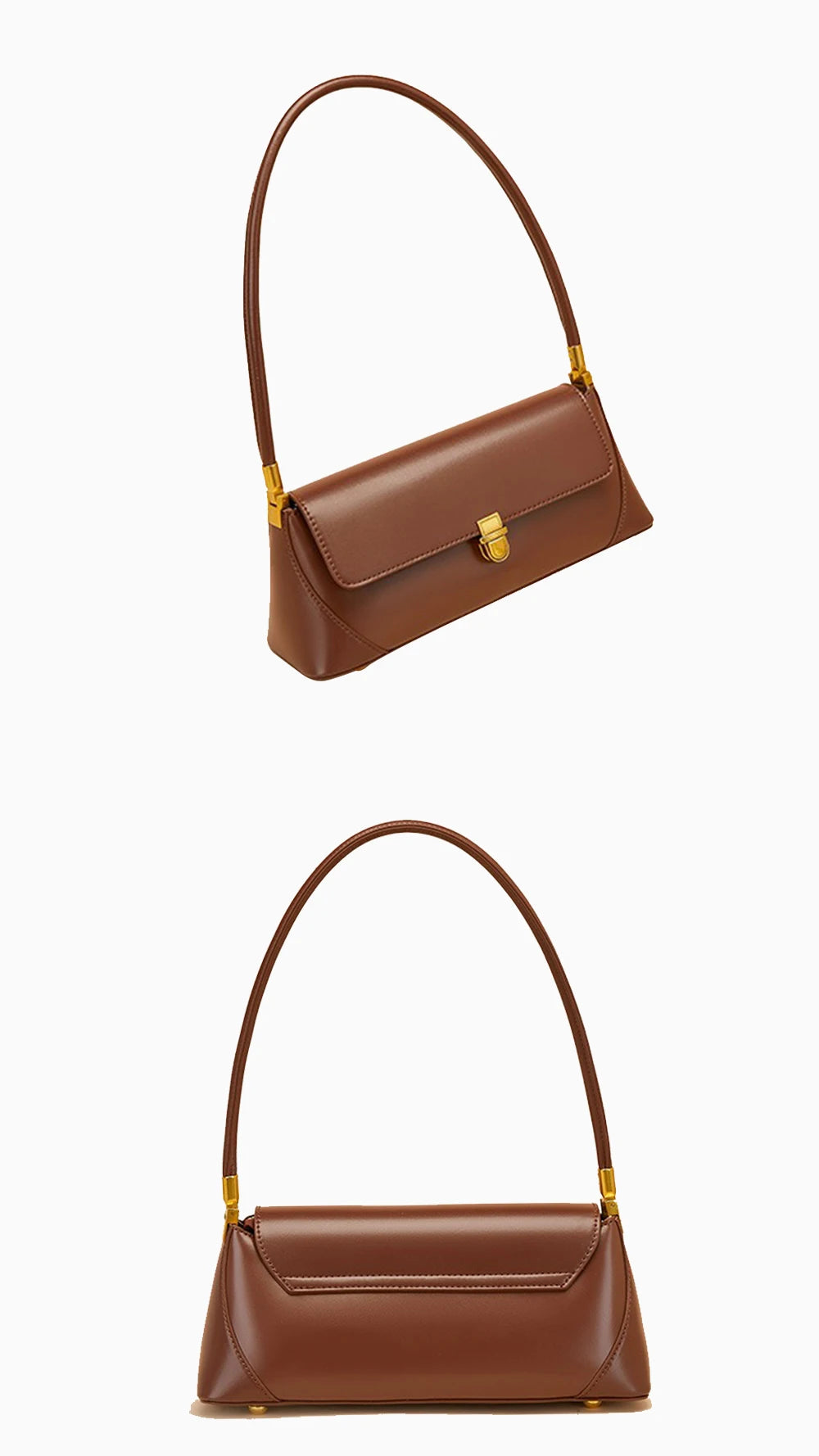 Sac baguette femme en cuir de vachette – 28 × 13 × 9 cm