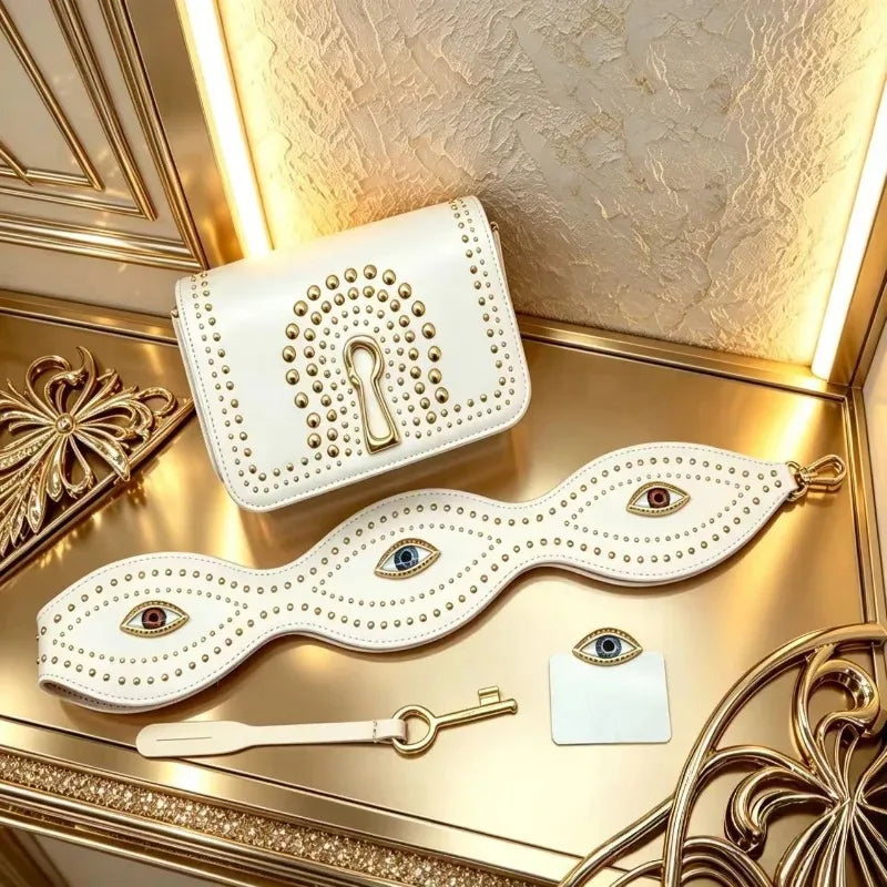 Petit sac épaule femme à rabat et rivets – Simili cuir