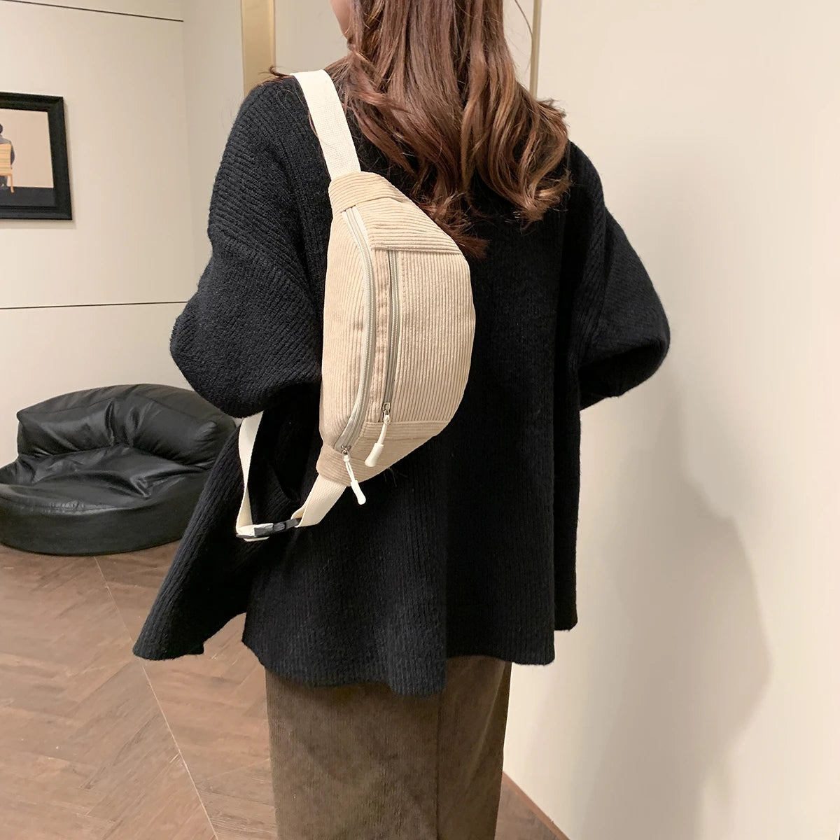 Sac banane velours côtelé — Pochette Tendance Femme | Bandoulière & Ceinture MYNELIA