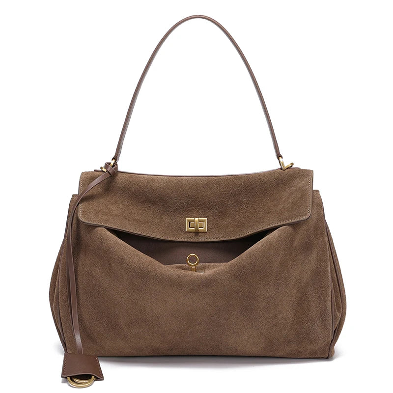 Grand sac à main femme en cuir véritable souple MYNELIA