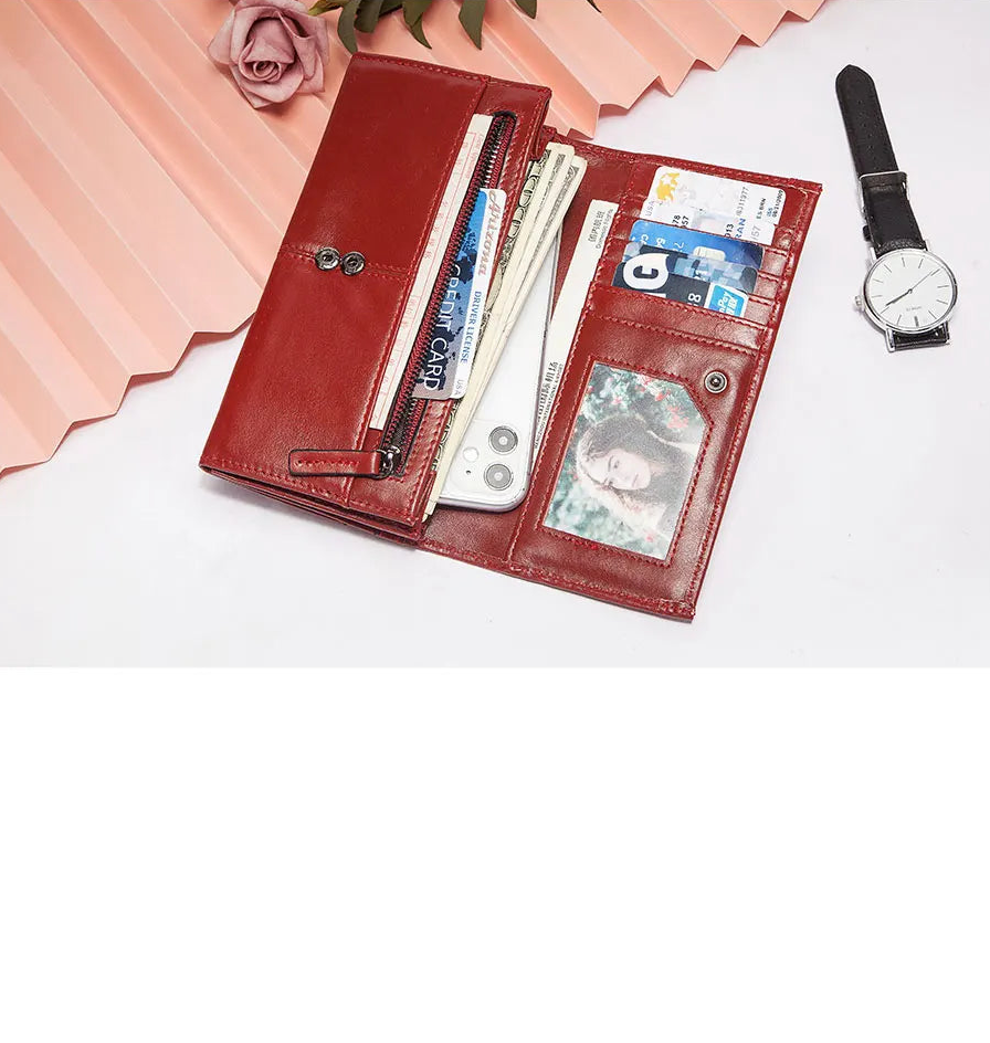Portefeuille en cuir  véritable – Protection RFID, Grande capacité