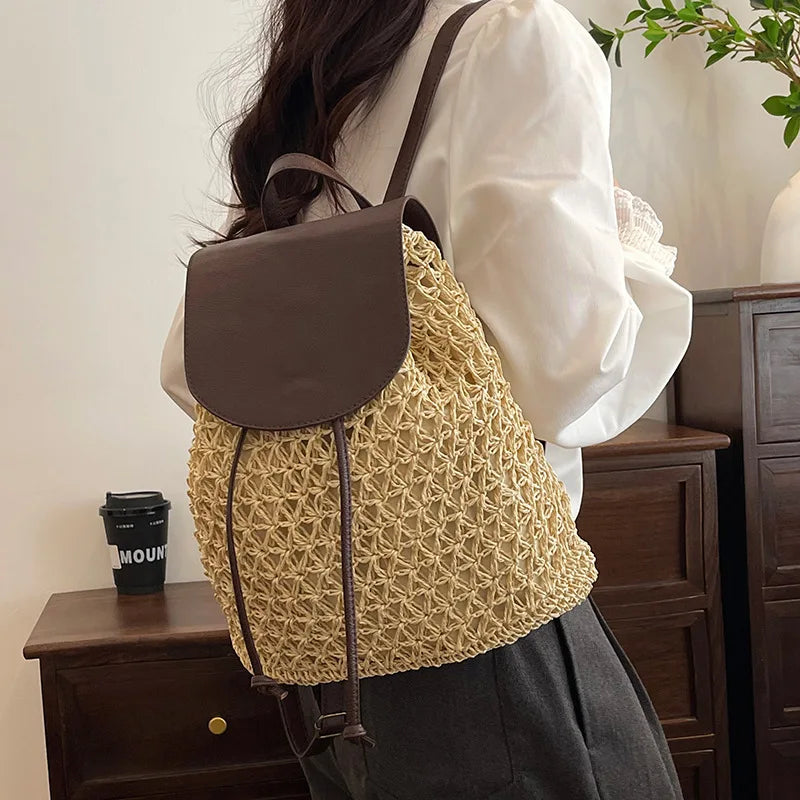 Sac à dos Paille tressée– Style Bohème Chic Vintage MYNELIA