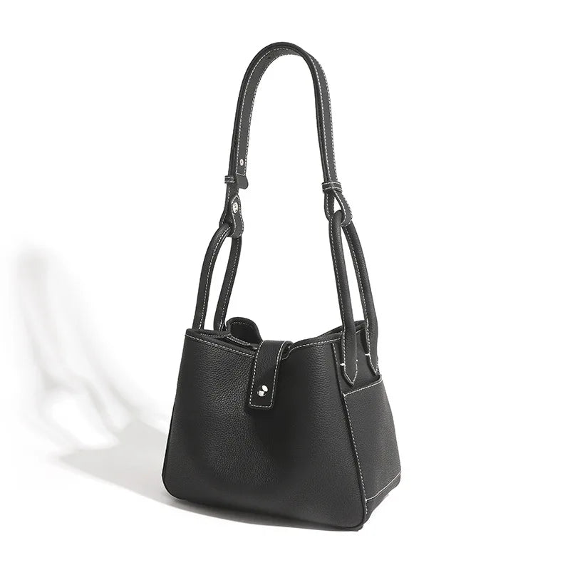 Genuine Leather Women's Shoulder bag niche design fashion lady's basket bag soft cowhide bucket bag handbag for women MYNELIA