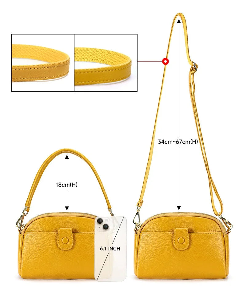 Petit sac épaule en cuir de vachette à poches intérieures