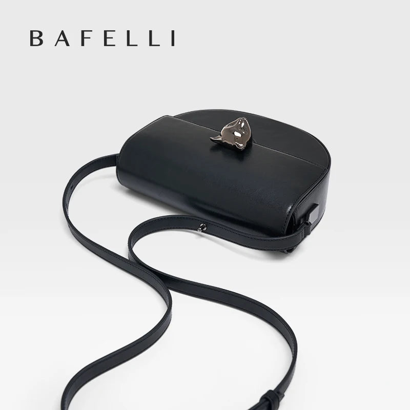 Sac selle en cuir véritable – Cadenas décoratif,Poche rabat