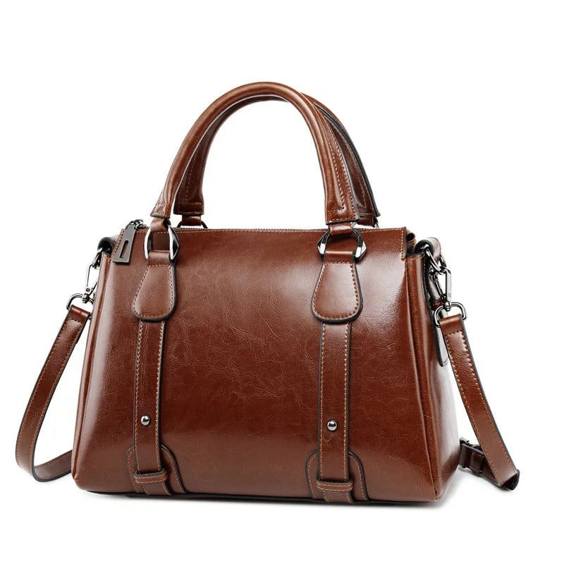 Sac à main en cuir ciré Oil Wax – Fermeture zip, Port multiple
