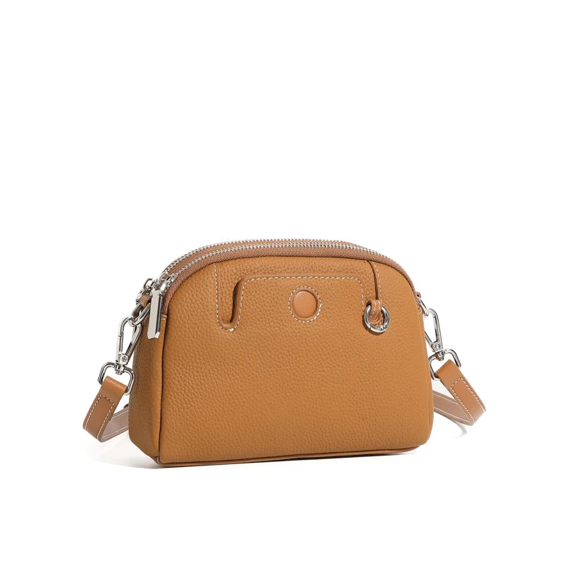 Mini sac coquille femme en cuir de vache véritable – 18 × 6 × 14 cm