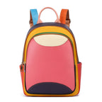 Sac à dos Cuir Véritable Patchwork Coloré – Multi-Poches