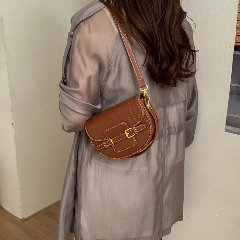 Sac en cuir PU Motif Croco Boucle Magnétique K-Fashion