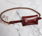 Ceinture cuir véritable avec pochette – Style Coréen Minimaliste