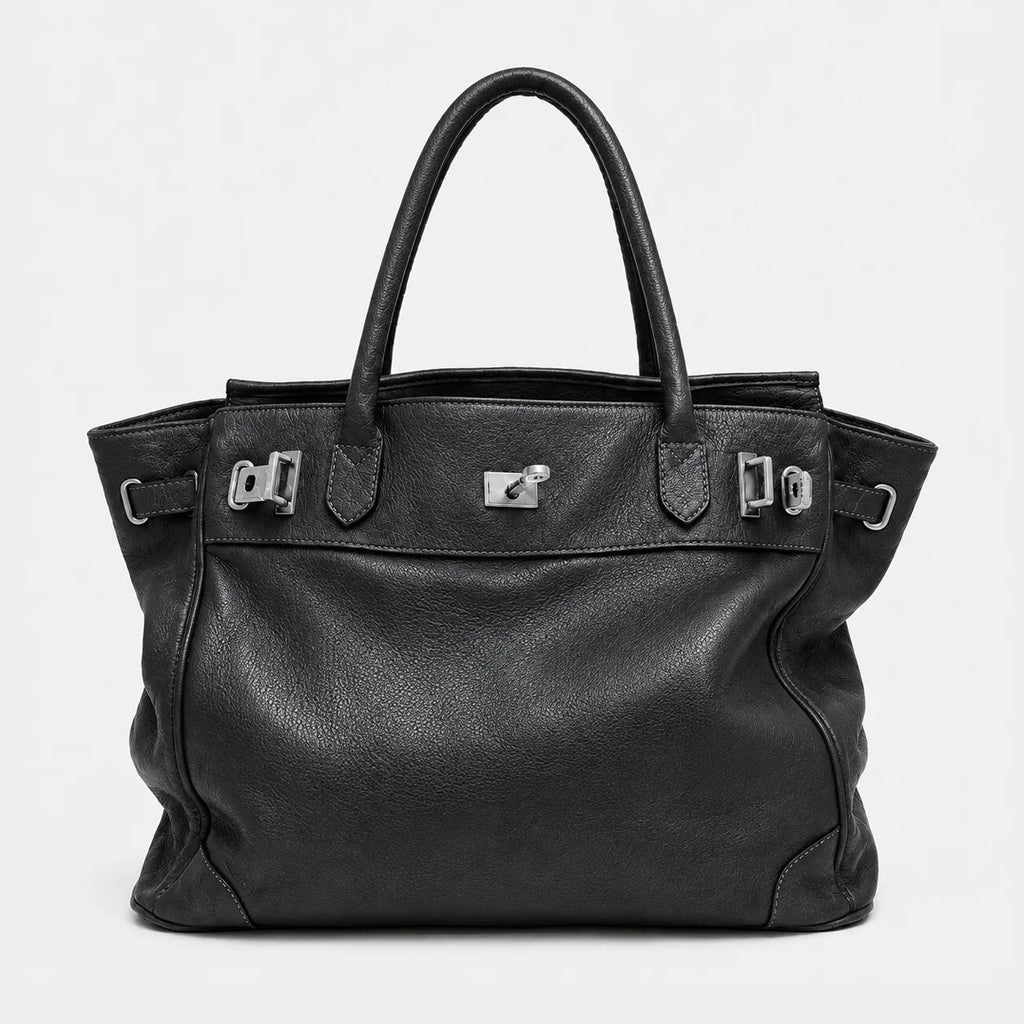 Sac Tote en cuir PU Souple Boucles Métal Double Poignée