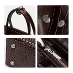Sac à main cuir véritable embossé brillant –Style bureau chic
