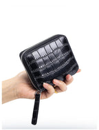 Portefeuille en cuir véritable – Motif alligator, protection RFID,8 compartiments