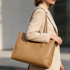BURMINSA Luxury Genuine Leather Tote Bags For Women Elegant Cowhide Business Commuter Handbags Large Capacity Work Shoulder Bags MYNELIA