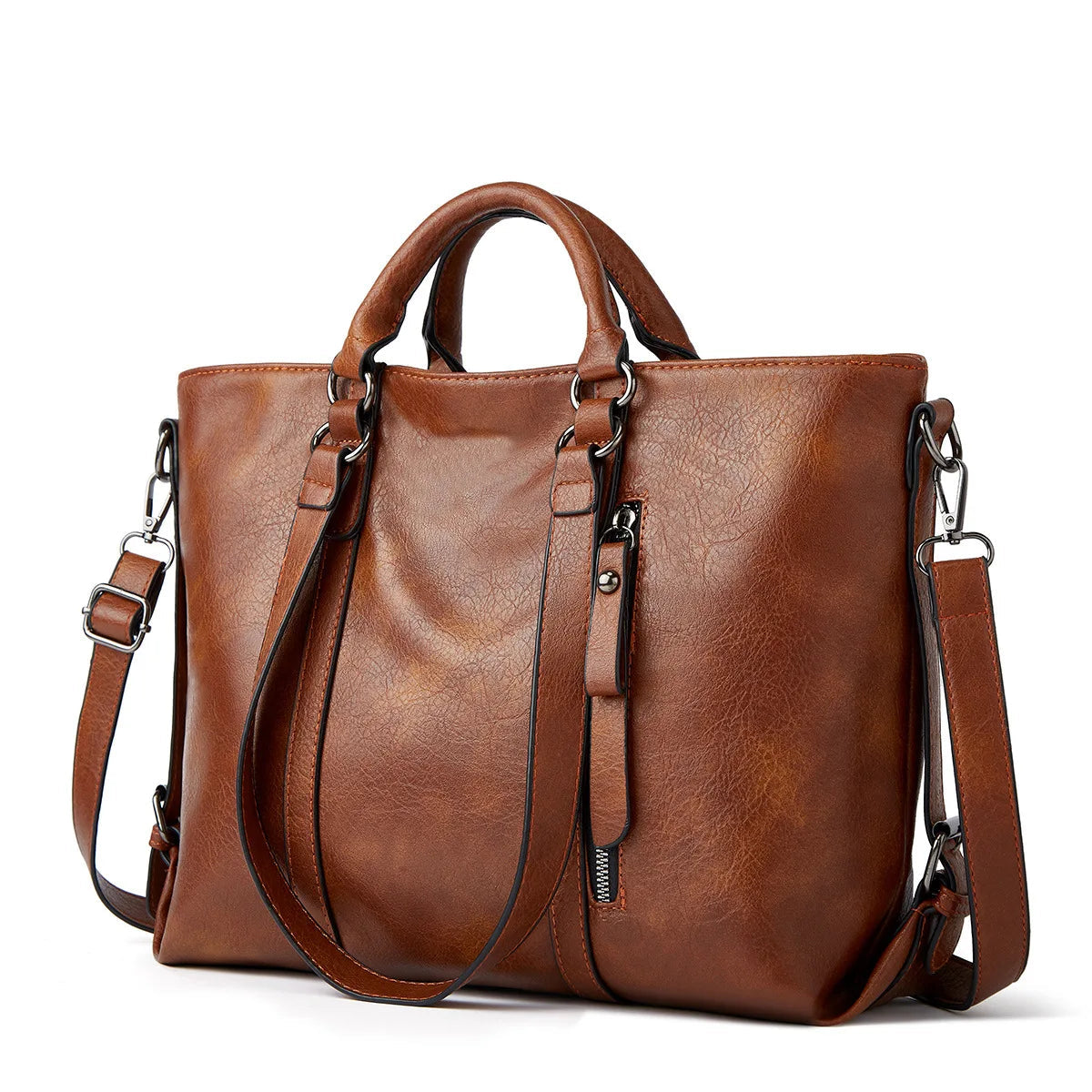 Work handbag 14inch retro PU leather and multi pocket design, suitable for office computer bag for daily use during MYNELIA