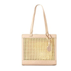 Geflochtene Tasche aus PU-Leder mit Rattanmuster für Damen – Boho-Landhausstil