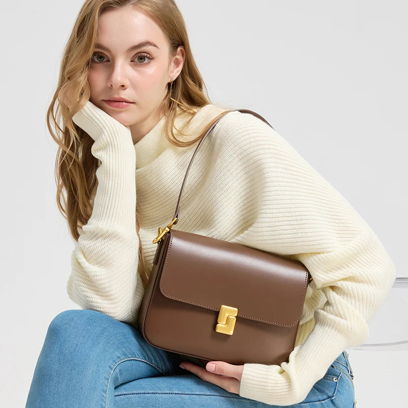 Sac bandoulière cuir de vache–Petit Sac selle chic toutes saisons MYNELIA