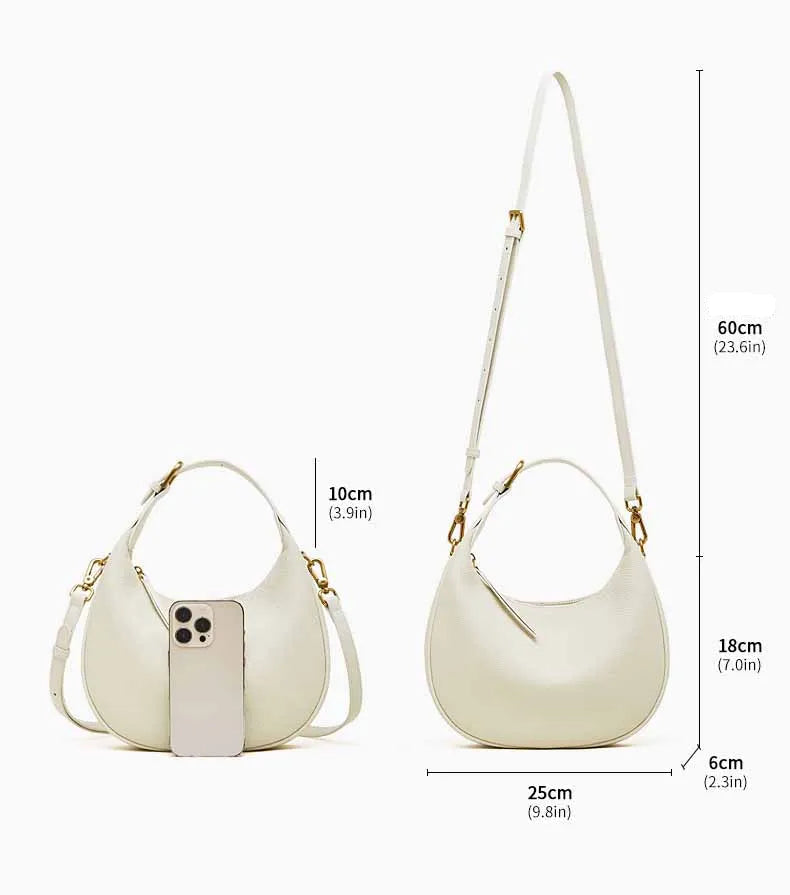 Damen-Ddumpling-Tasche aus Rindsleder der ersten Schicht, neue Mode, Umhängetasche aus echtem Leder, schlichte Umhängetasche, hochwertige Handtasche