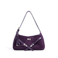 Sac à main en cuir véritable demi-Lune-Fermeture tourniquet MYNELIA