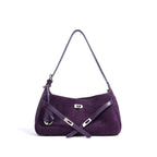 Sac à main en cuir véritable demi-Lune-Fermeture tourniquet MYNELIA