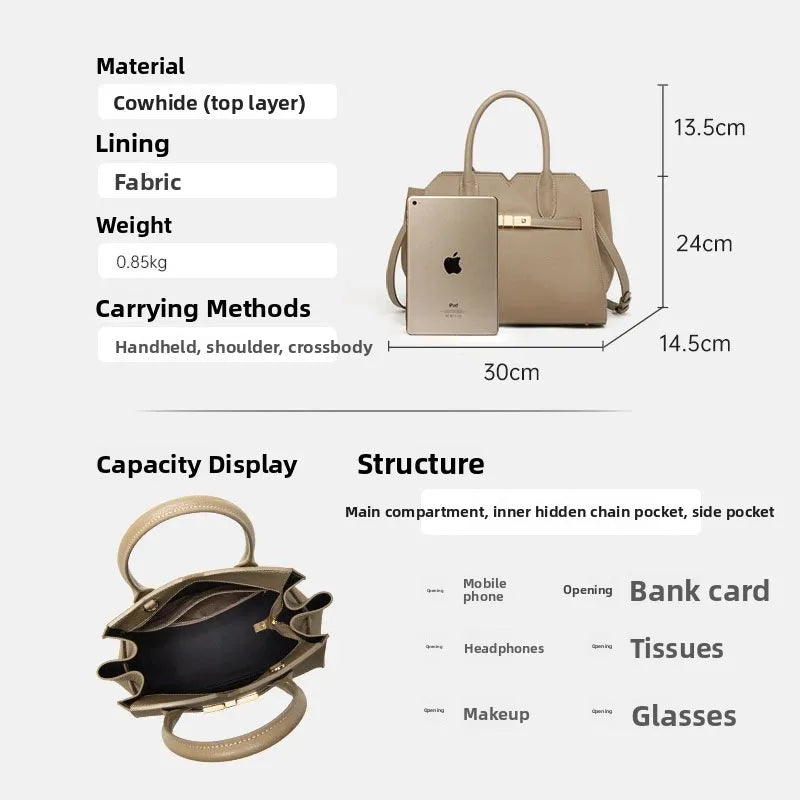 Sac à main en cuir première couche – Style minimaliste