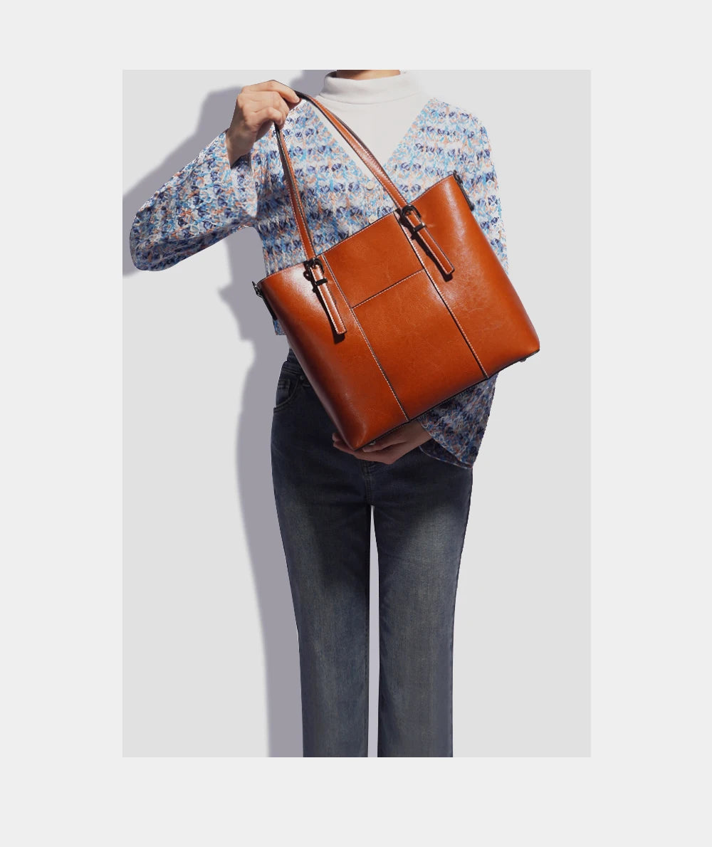 Sac  à main Tote cuir véritable Femme – Compartiment Ordi & Voyage