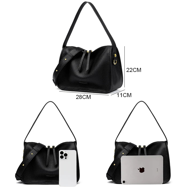 Luxury Soft Leather Tote Bag Women Handbag 2023 New Brand Women Shoulder Crossbody Bag Cowhide Female Messenger Bags MYNELIA
