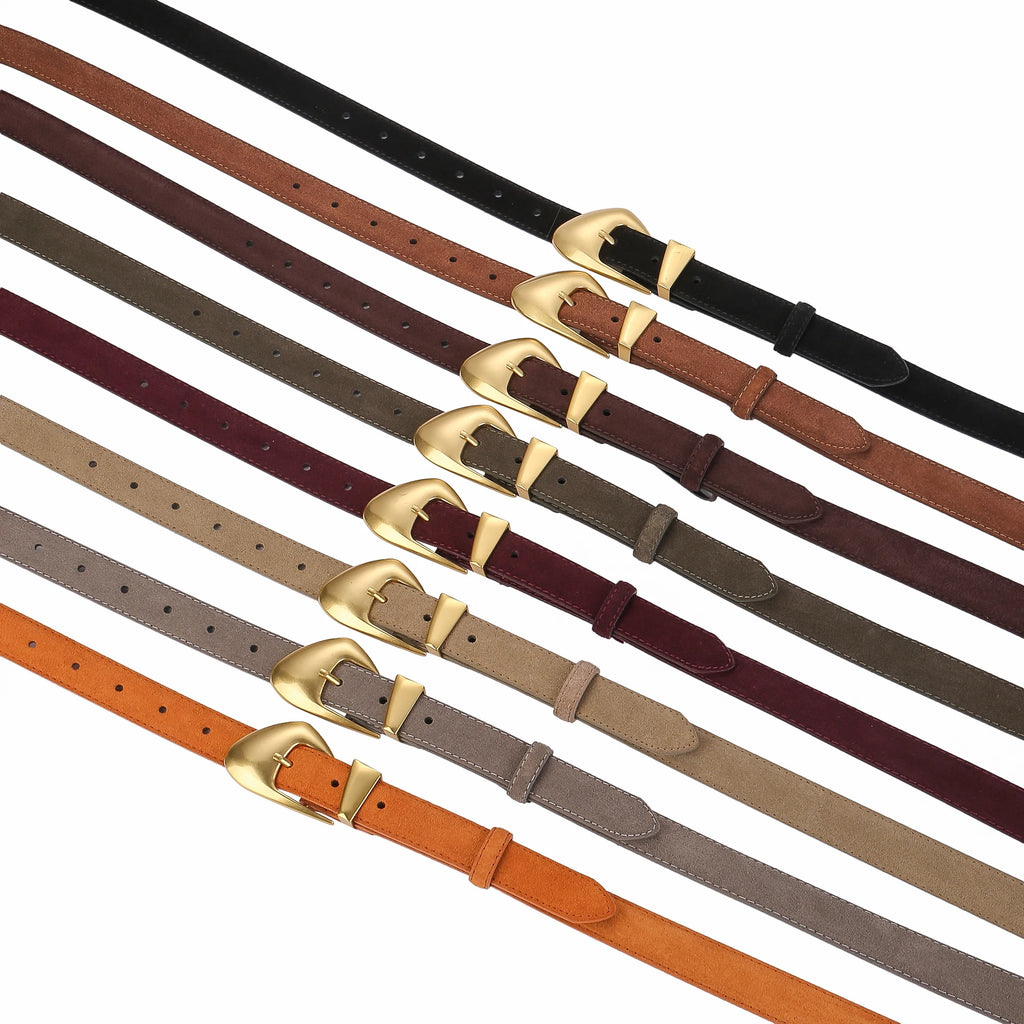 Ceinture femme suède boucle dorée – Style vintage