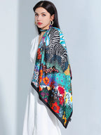 Foulard carré femme en polyester satiné – 90 × 90 cm