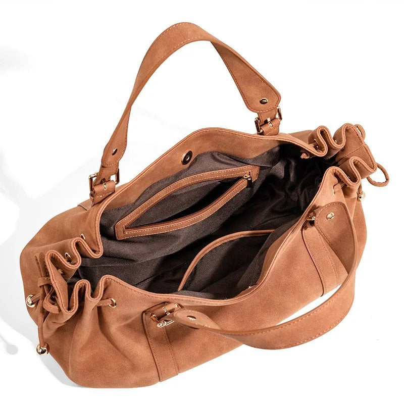 Sac Tote Boston PU Souple Imperméable Rivets Rétro