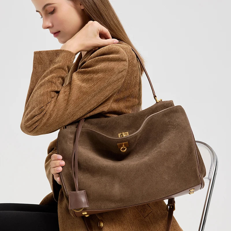 Grand sac à main femme en cuir véritable souple MYNELIA