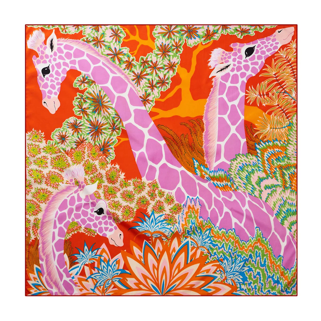 Foulard carré femme en soie imprimée – 90 × 90 cm