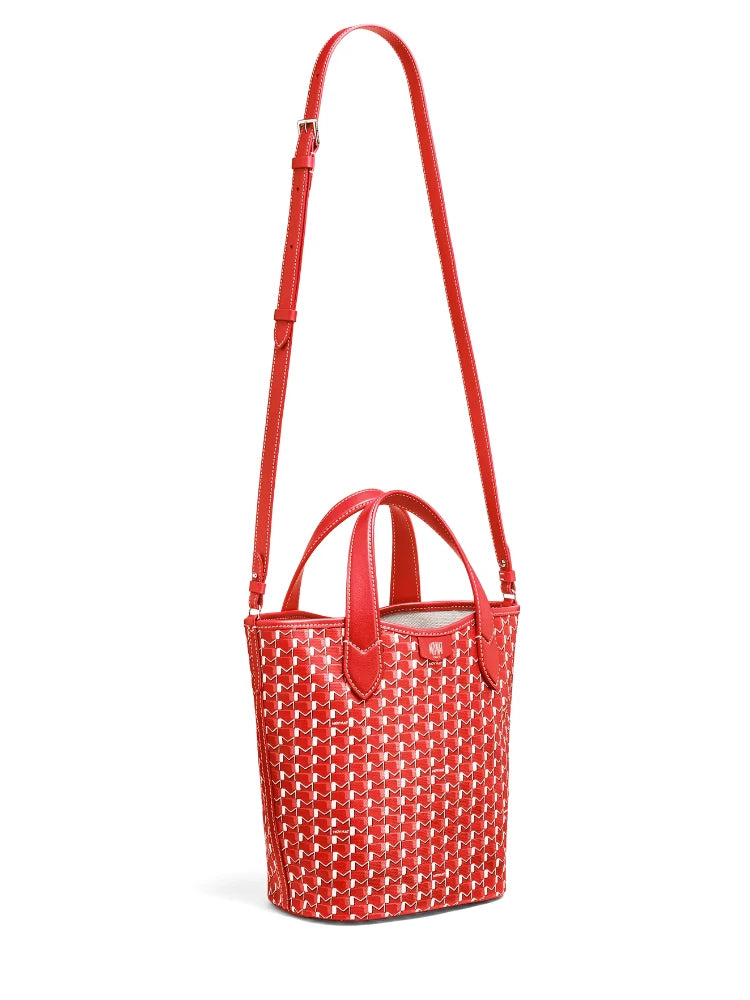 Sac Bucket Canvas Monogramme – Motif géométrique,Coutures contrastées