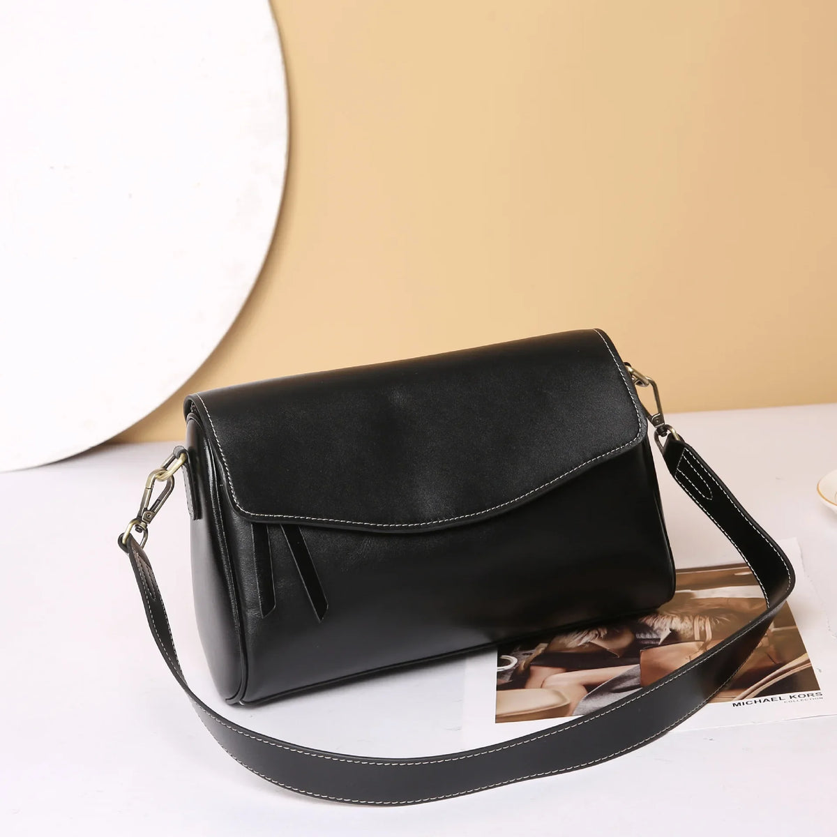 Sac Satchel en Cuir Véritable Souple Minimaliste