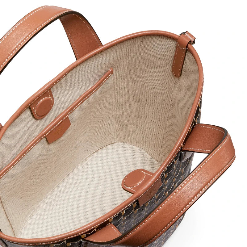 Sac Bucket Canvas Monogramme – Motif géométrique,Coutures contrastées