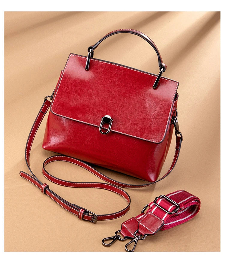 Sac à main rabat cuir véritable vintage – Flap Bag Luxe