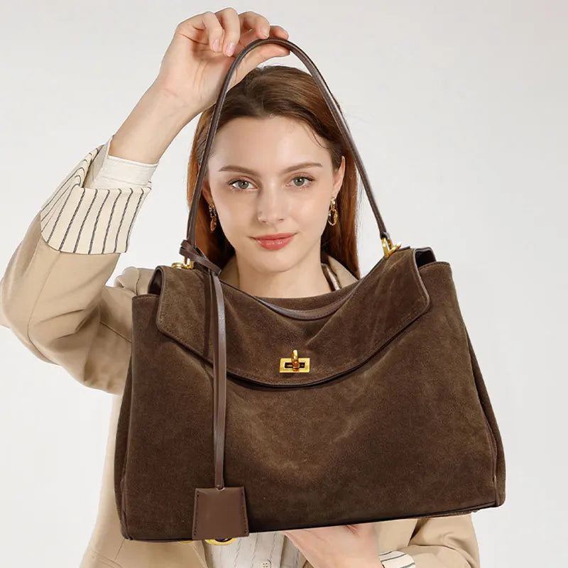 Sac Tote en Daim & Cuir | Grande Capacité Femme – Bandoulière Chic MYNELIA