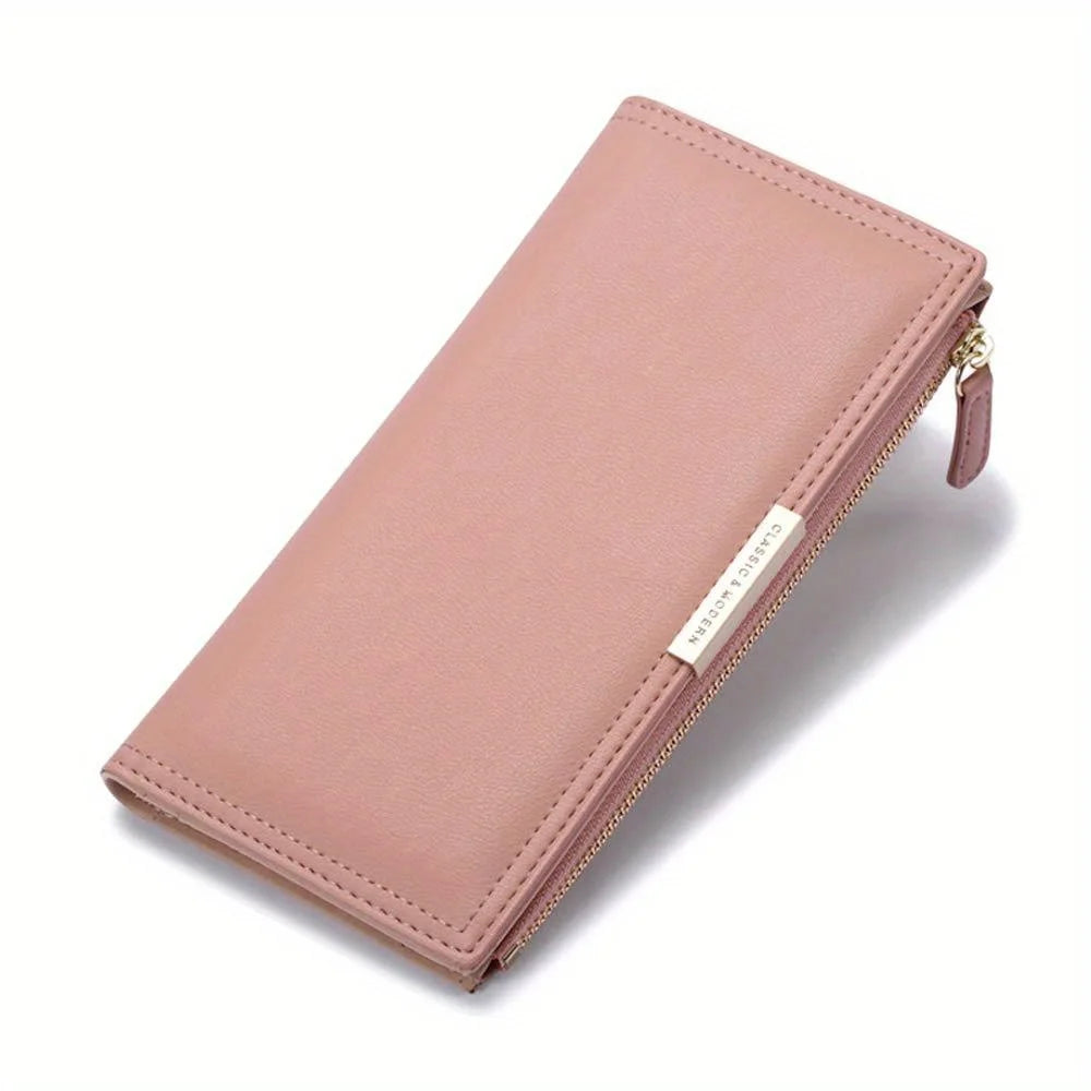 Ultra Slim Wallet For Women, RFID Blocking Credit Card Holder, Bifold Clutch Coin Zipper Travel Long Purse MYNELIA